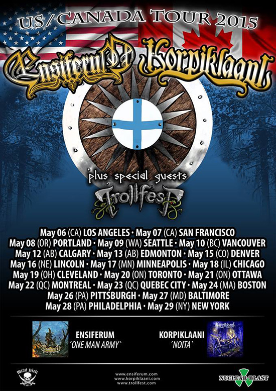 ensiferum 2015 north american tour poster